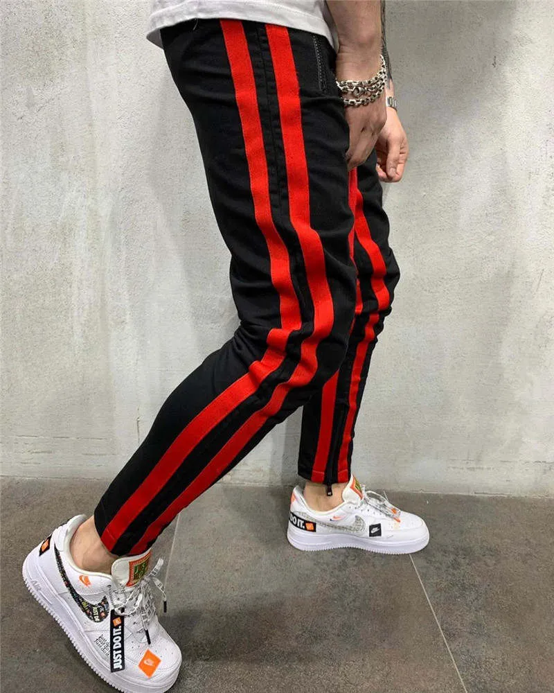 Men's Striped Sweatpants With Drawstring