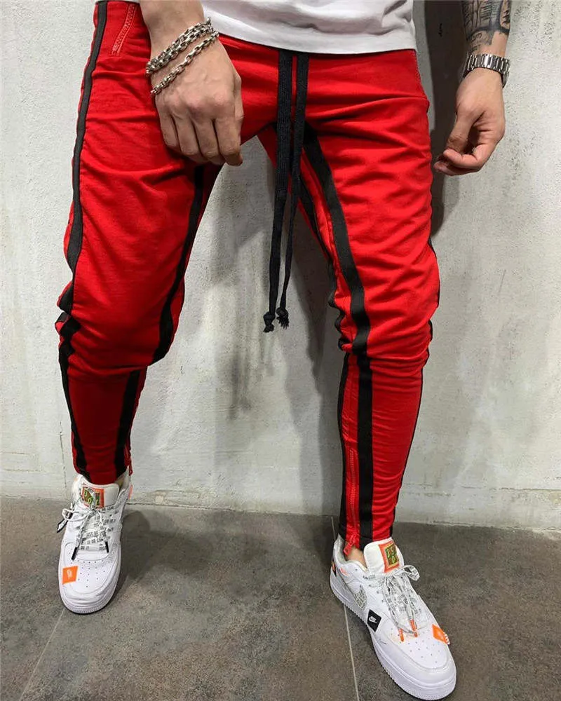 Men's Striped Sweatpants With Drawstring