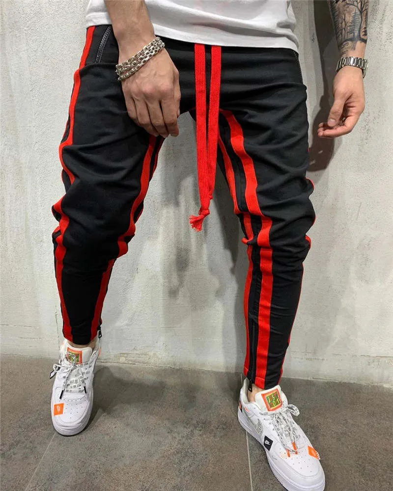 Men's Striped Sweatpants With Drawstring