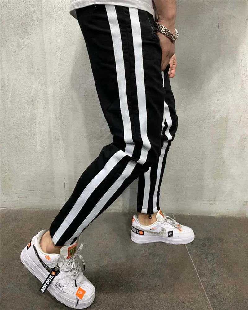 Men's Striped Sweatpants With Drawstring