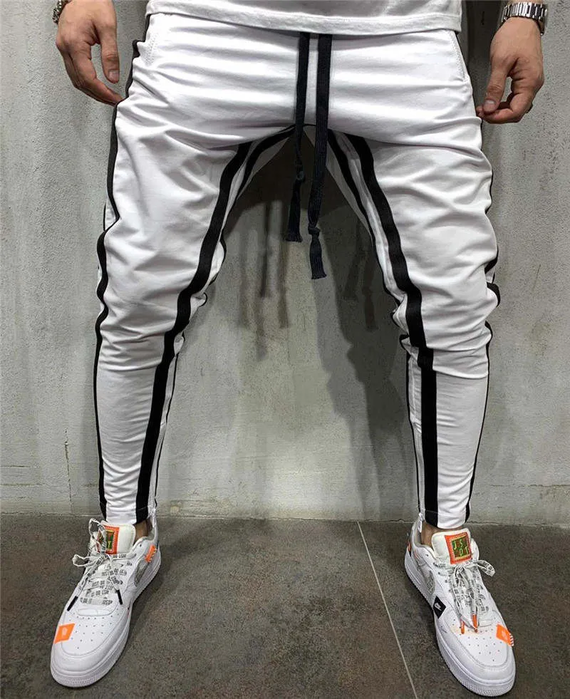 Men's Striped Sweatpants With Drawstring