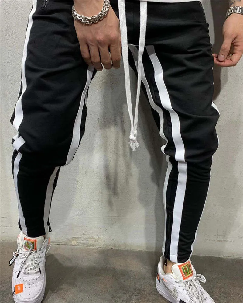Men's Striped Sweatpants With Drawstring