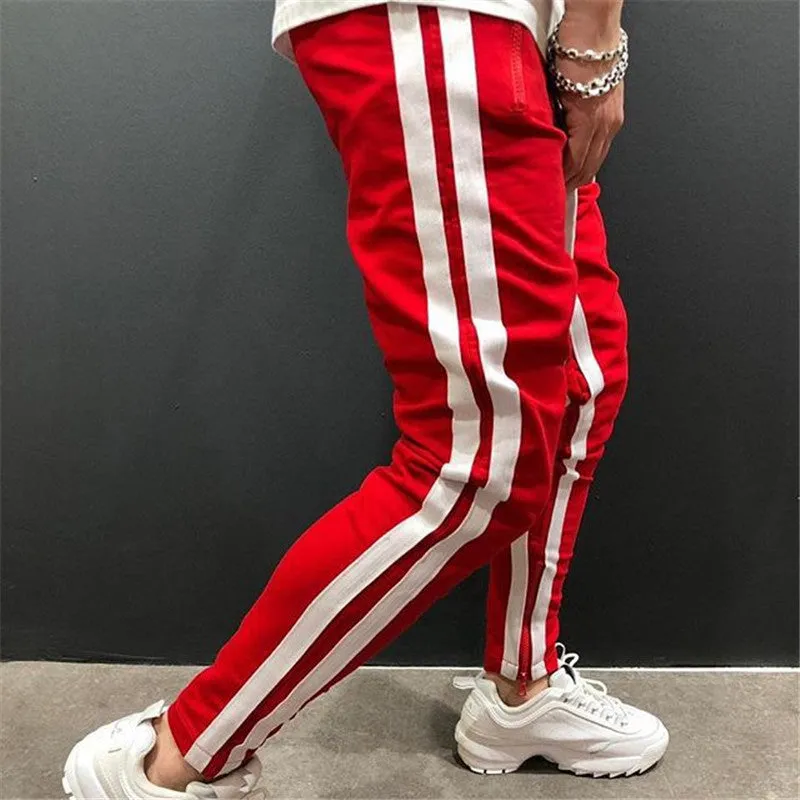 Men's Striped Sweatpants With Drawstring