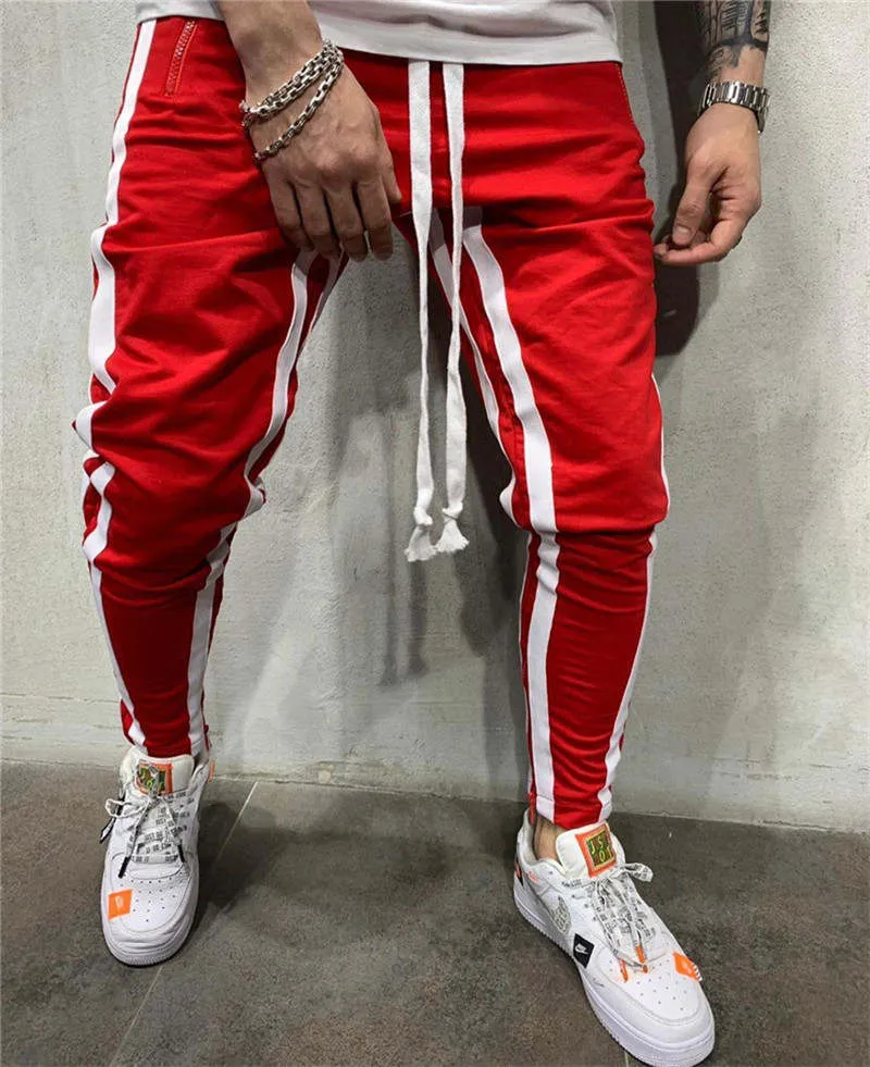 Men's Striped Sweatpants With Drawstring