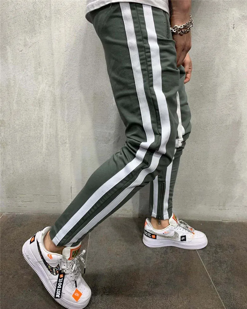 Men's Striped Sweatpants With Drawstring