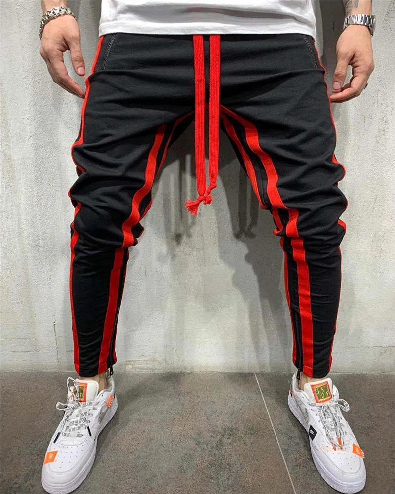 Men's Striped Sweatpants With Drawstring