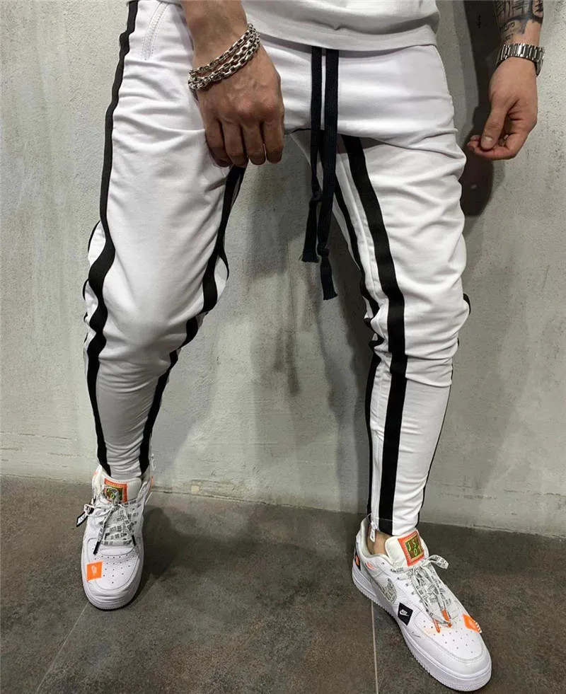 Men's Striped Sweatpants With Drawstring