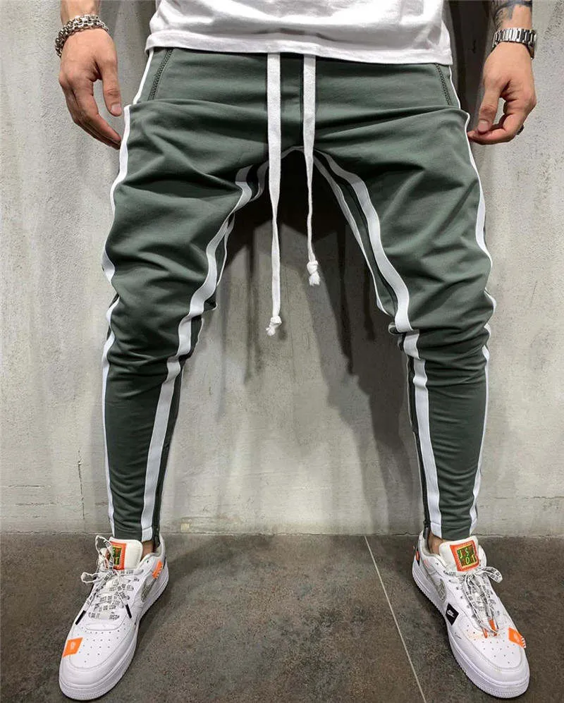 Men's Striped Sweatpants With Drawstring