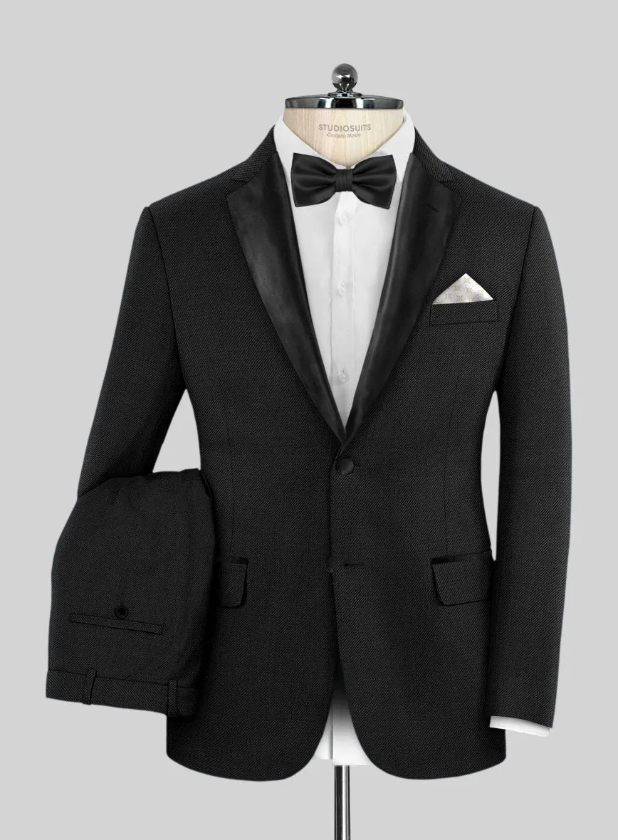 Napolean Stretch Black Wool Tuxedo Suit