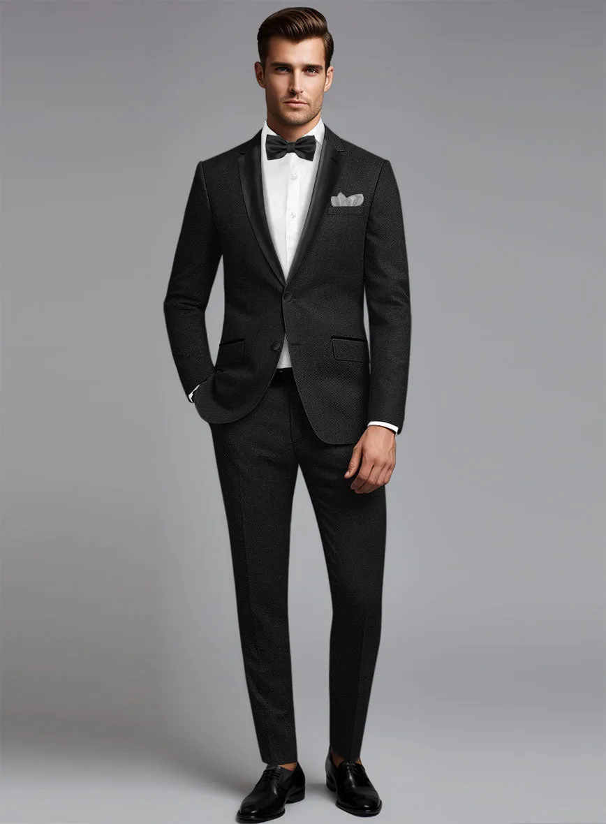 Napolean Stretch Black Wool Tuxedo Suit