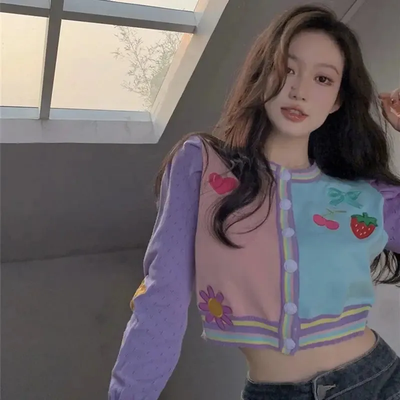 Pastel Embroidered Strawberry Heart Jacket