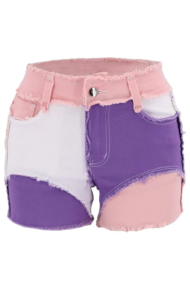 PC712 Multi Colour Denim Shorts