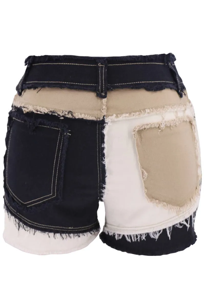 PC712 Multi Colour Denim Shorts