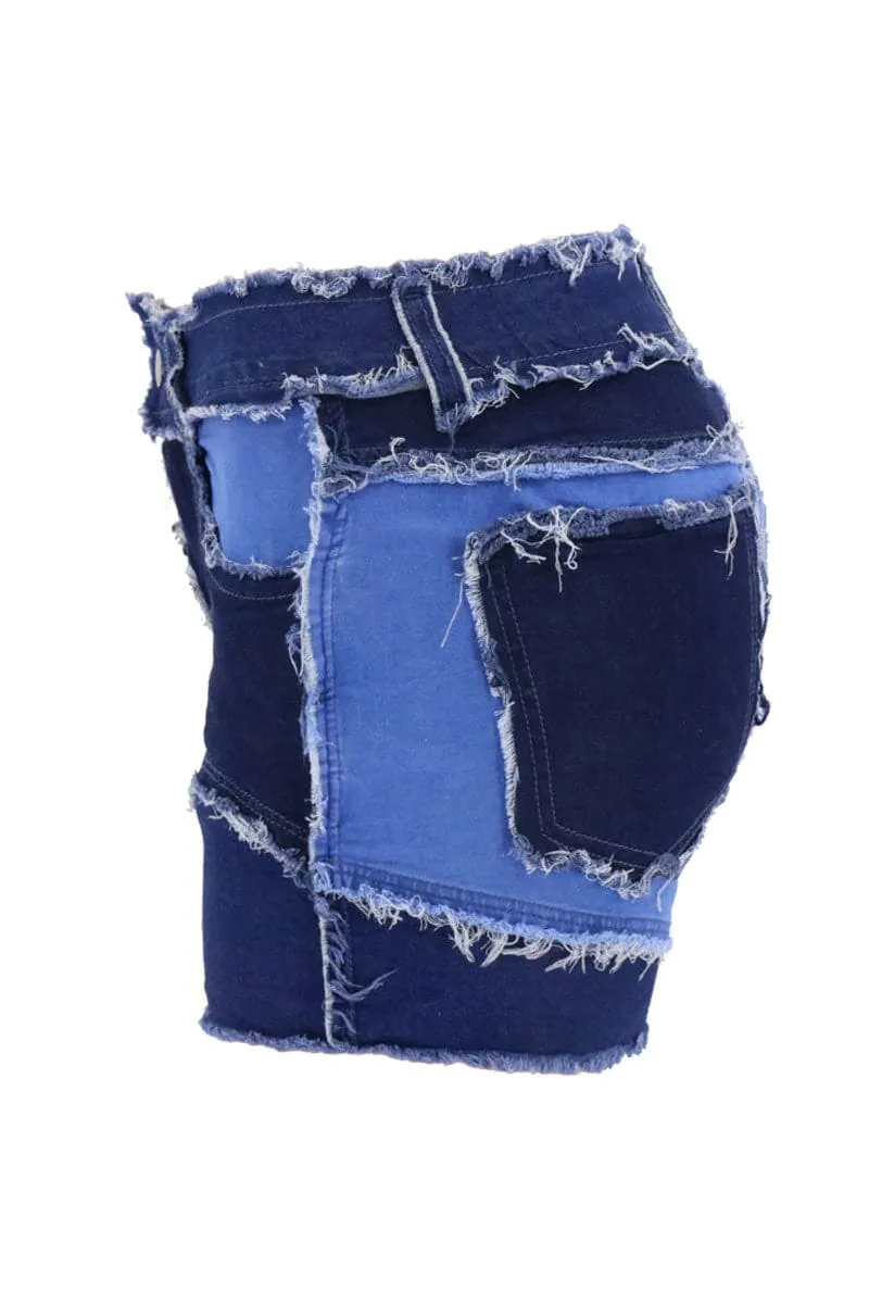 PC712 Multi Colour Denim Shorts