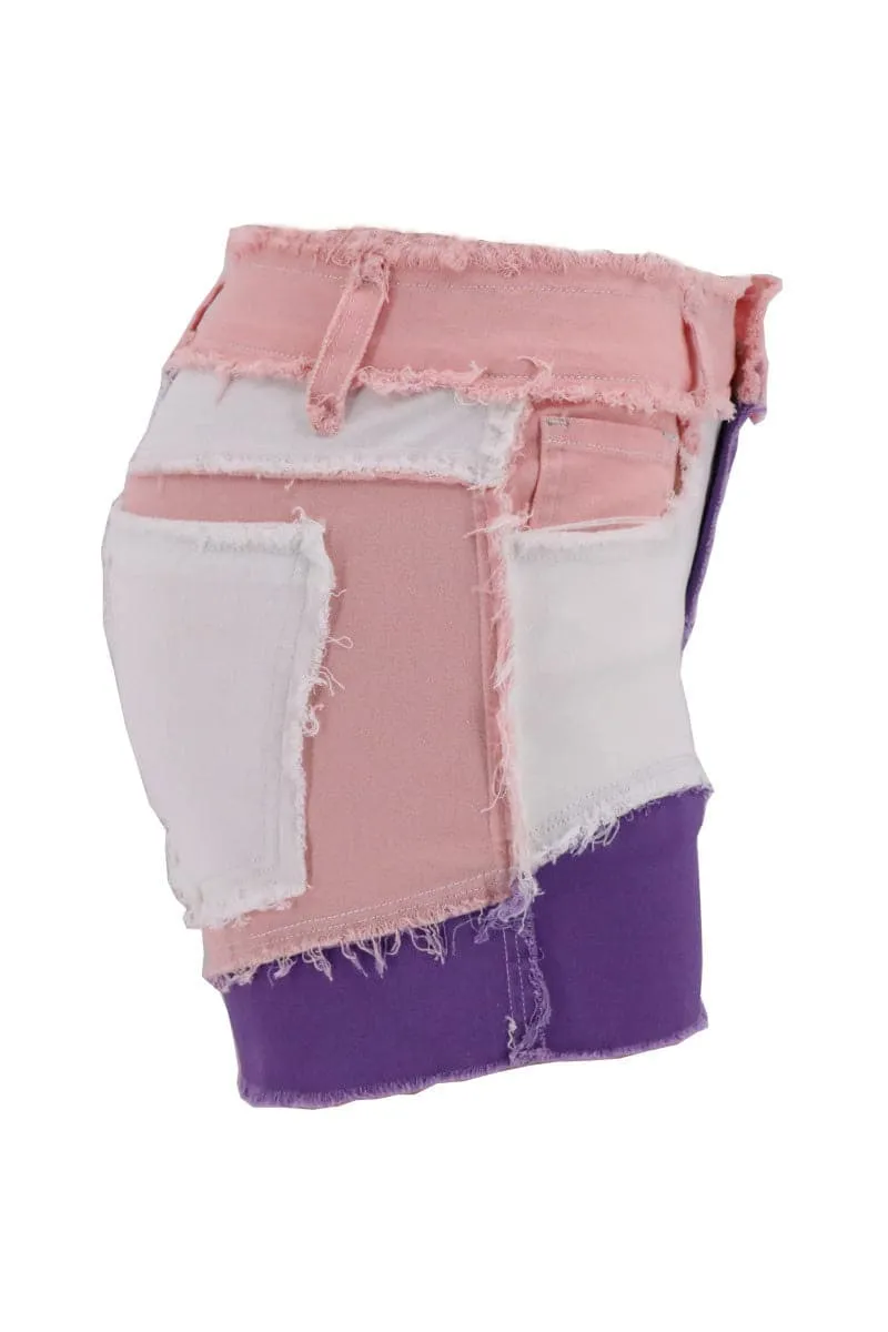 PC712 Multi Colour Denim Shorts