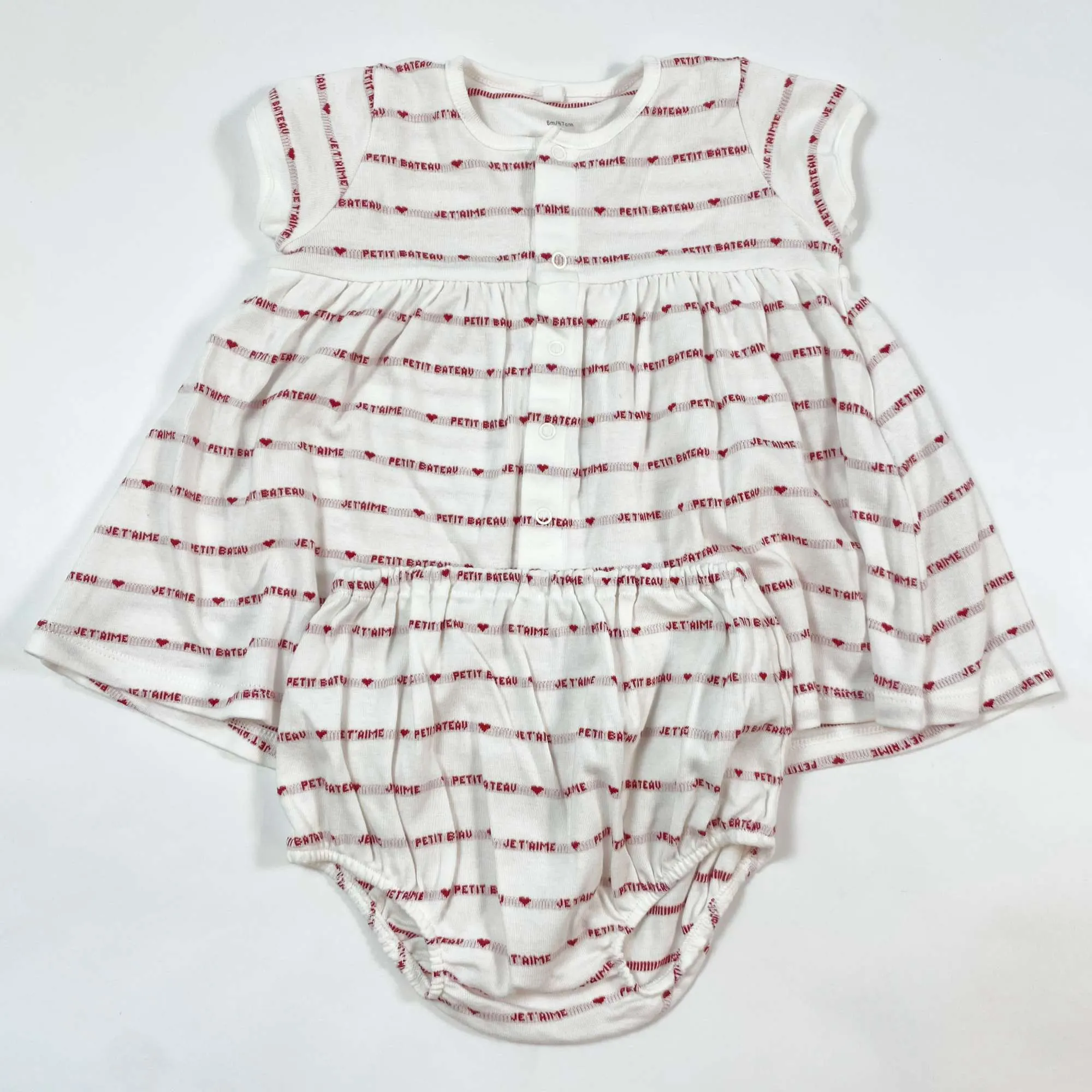 Petit Bateau red striped Je t'aime dress with culottes 6m/67