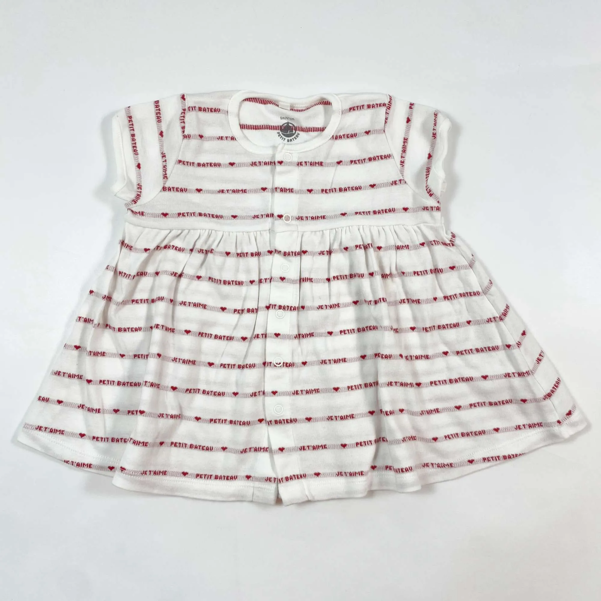 Petit Bateau red striped Je t'aime dress with culottes 6m/67