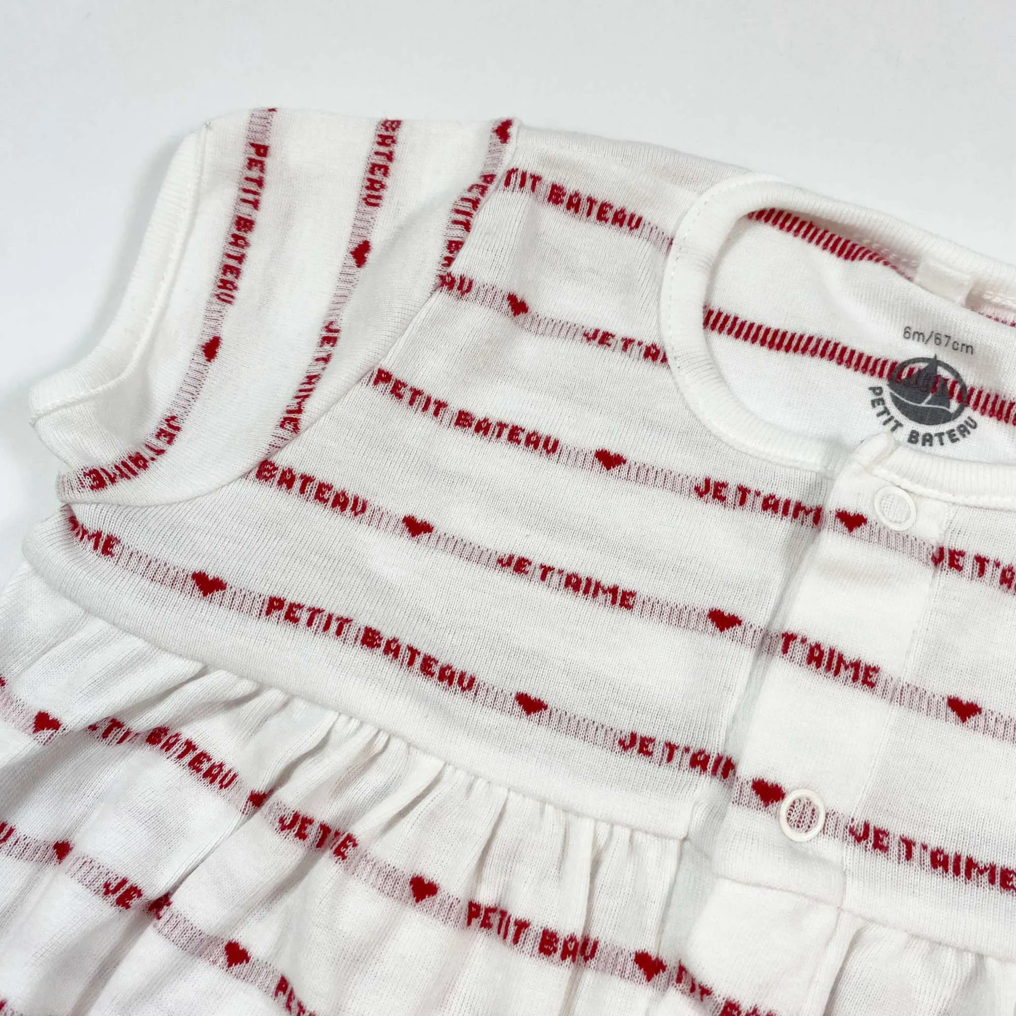 Petit Bateau red striped Je t'aime dress with culottes 6m/67