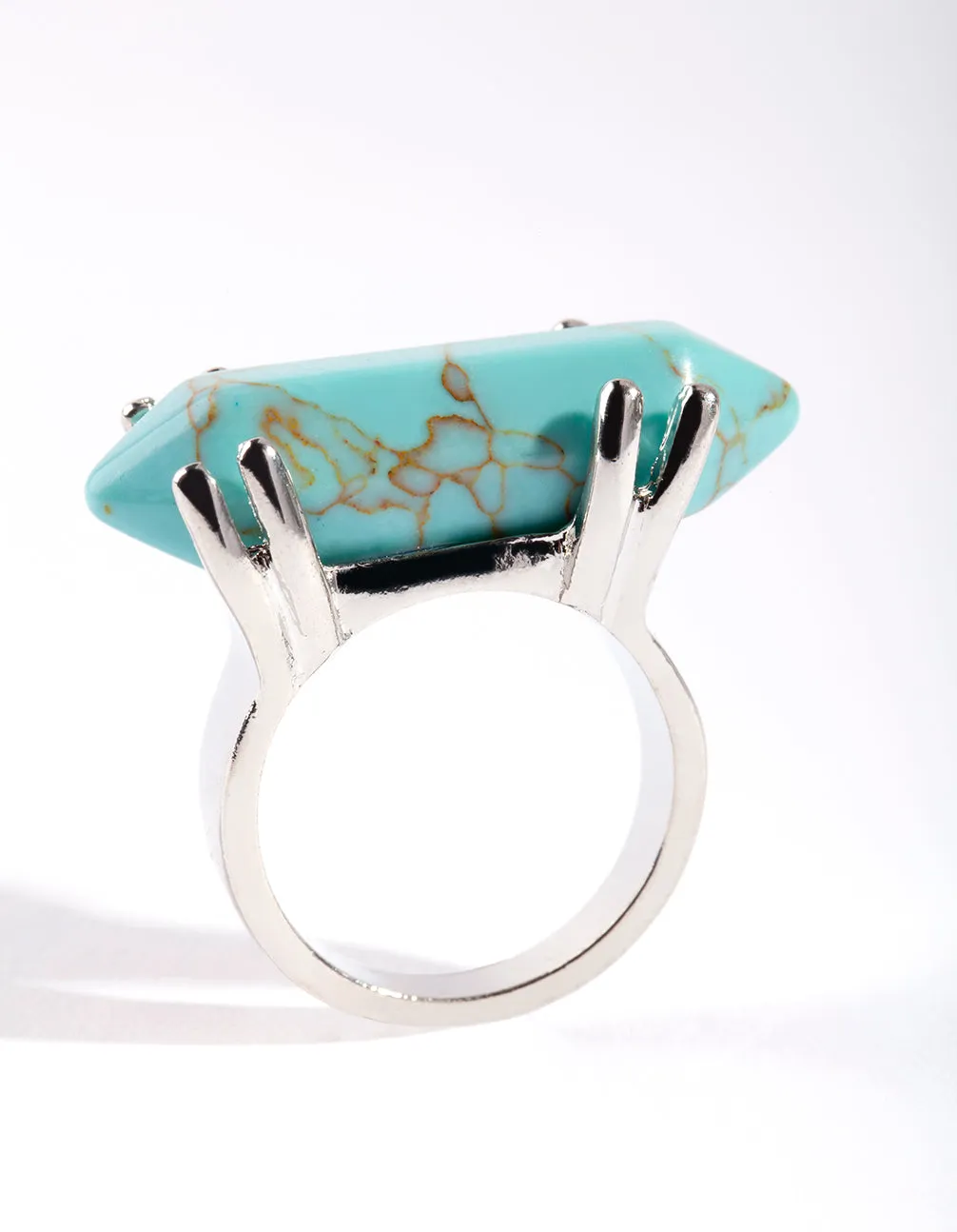 Rhodium Turquoise Shard Ring
