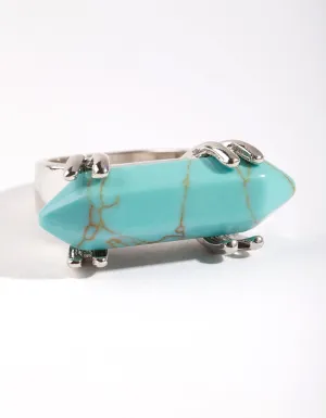 Rhodium Turquoise Shard Ring