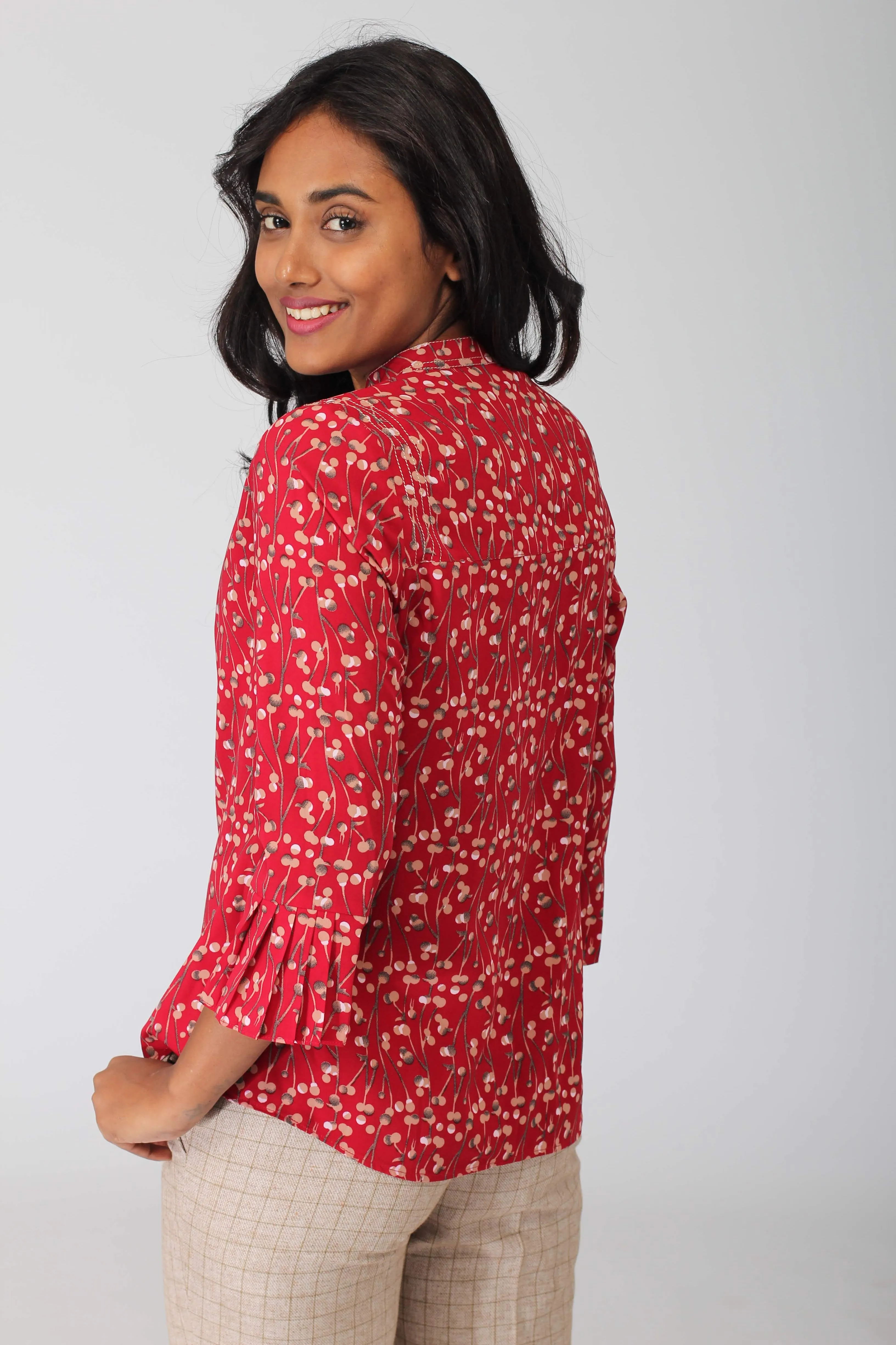 Shillong Collarless Shirt with Threadwork Detail
