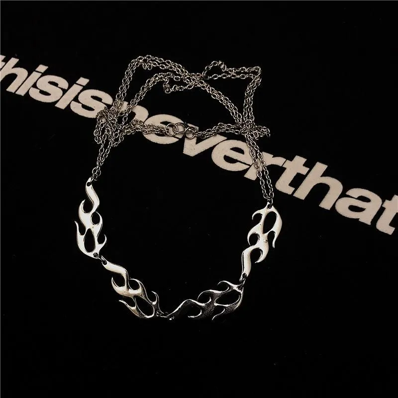 Silver Flames Street Fashion Chain Necklace