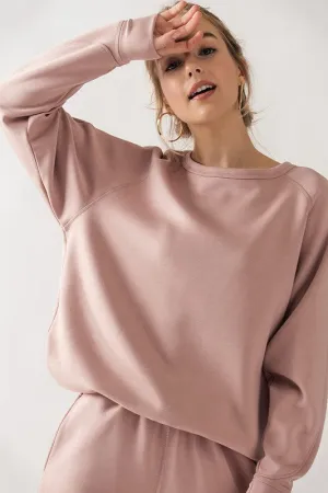Sleeve Detail Pullover Raglan Sweatshirt Rose