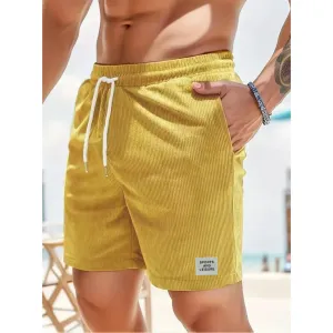 Solid Color Lace-up Corduroy shorts