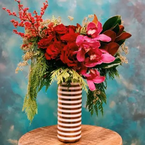 Stacy K Floral | Winter Deluxe Dozen Rose and Orchid Vase