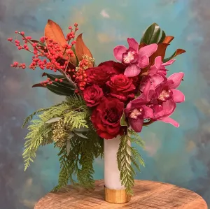 Stacy K Floral | Winter Half Dozen Roses with Orchids Vase