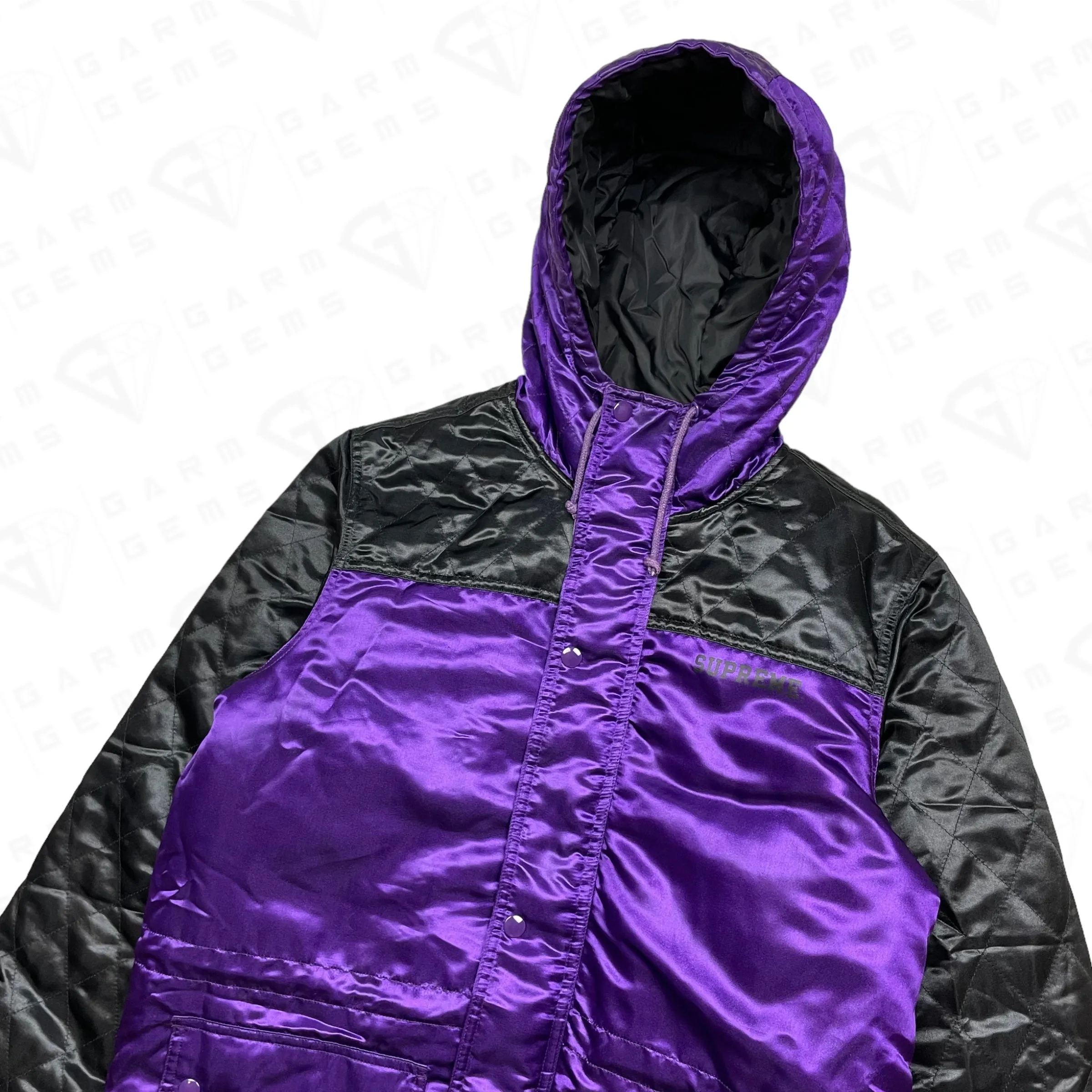 Supreme Quilted Satin Sideline Parka Coat