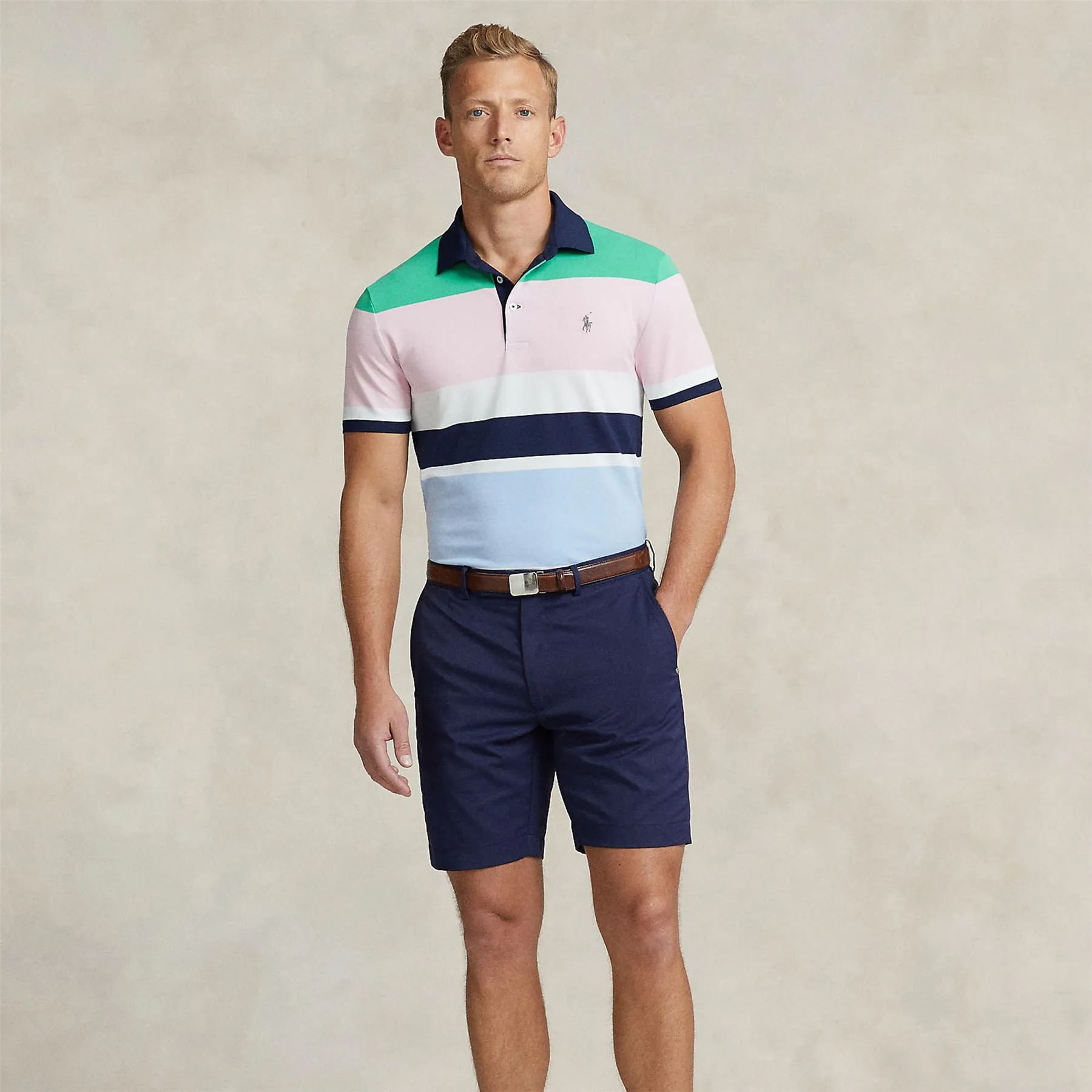 Tailored Fit Performance Polo Vineyard Green Multi - AW24