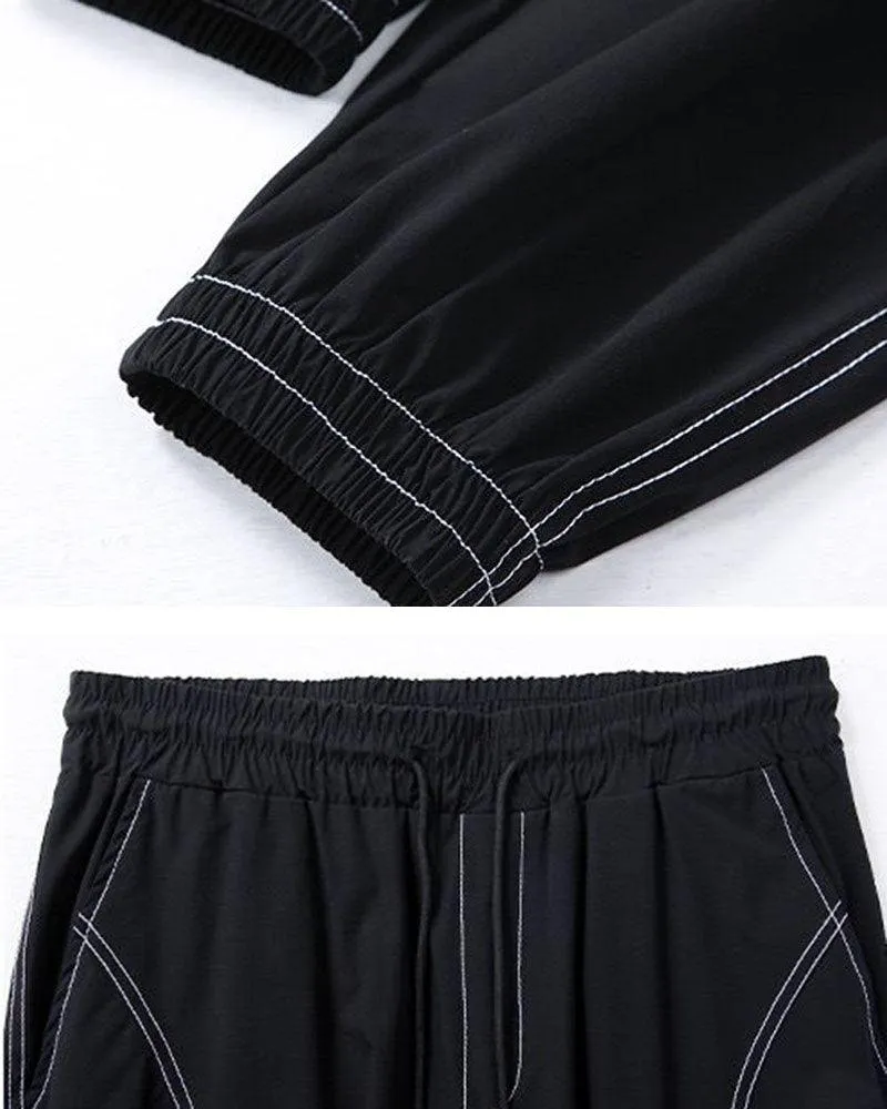 Techwear Patchwork Baggy Ice Silk Pants
