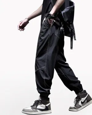 Techwear Patchwork Baggy Ice Silk Pants