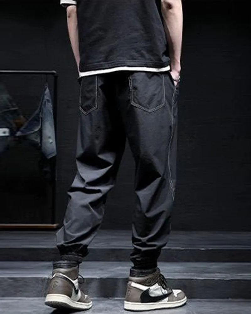 Techwear Patchwork Baggy Ice Silk Pants