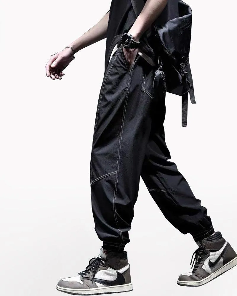 Techwear Patchwork Baggy Ice Silk Pants