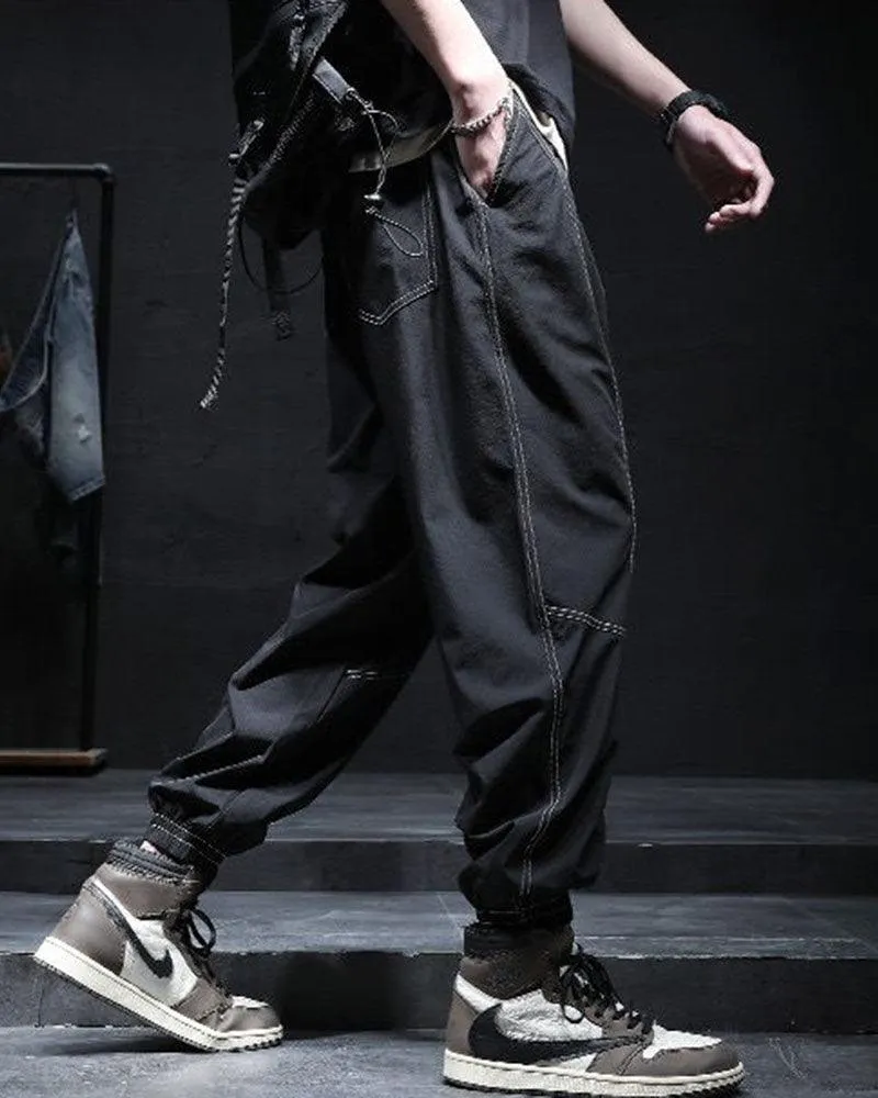 Techwear Patchwork Baggy Ice Silk Pants
