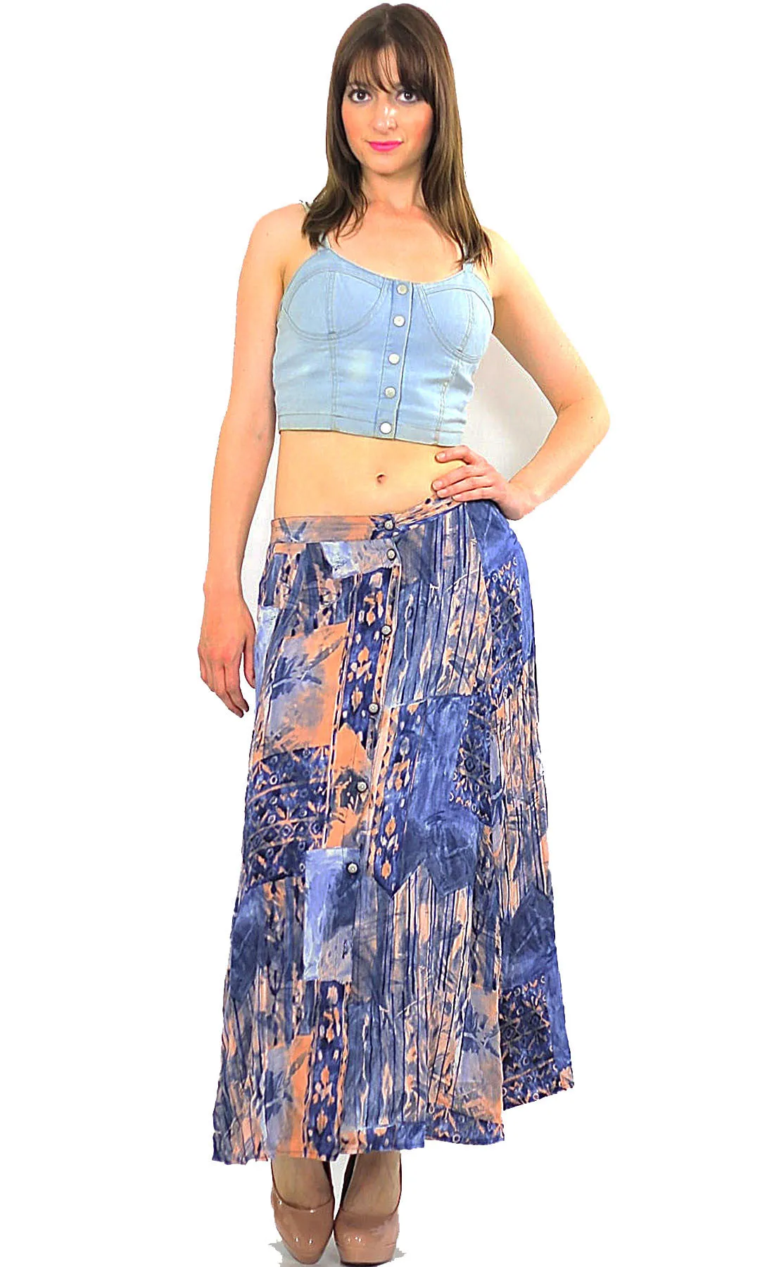 Vintage 80s Gypsy Hippie Boho maxi skirt