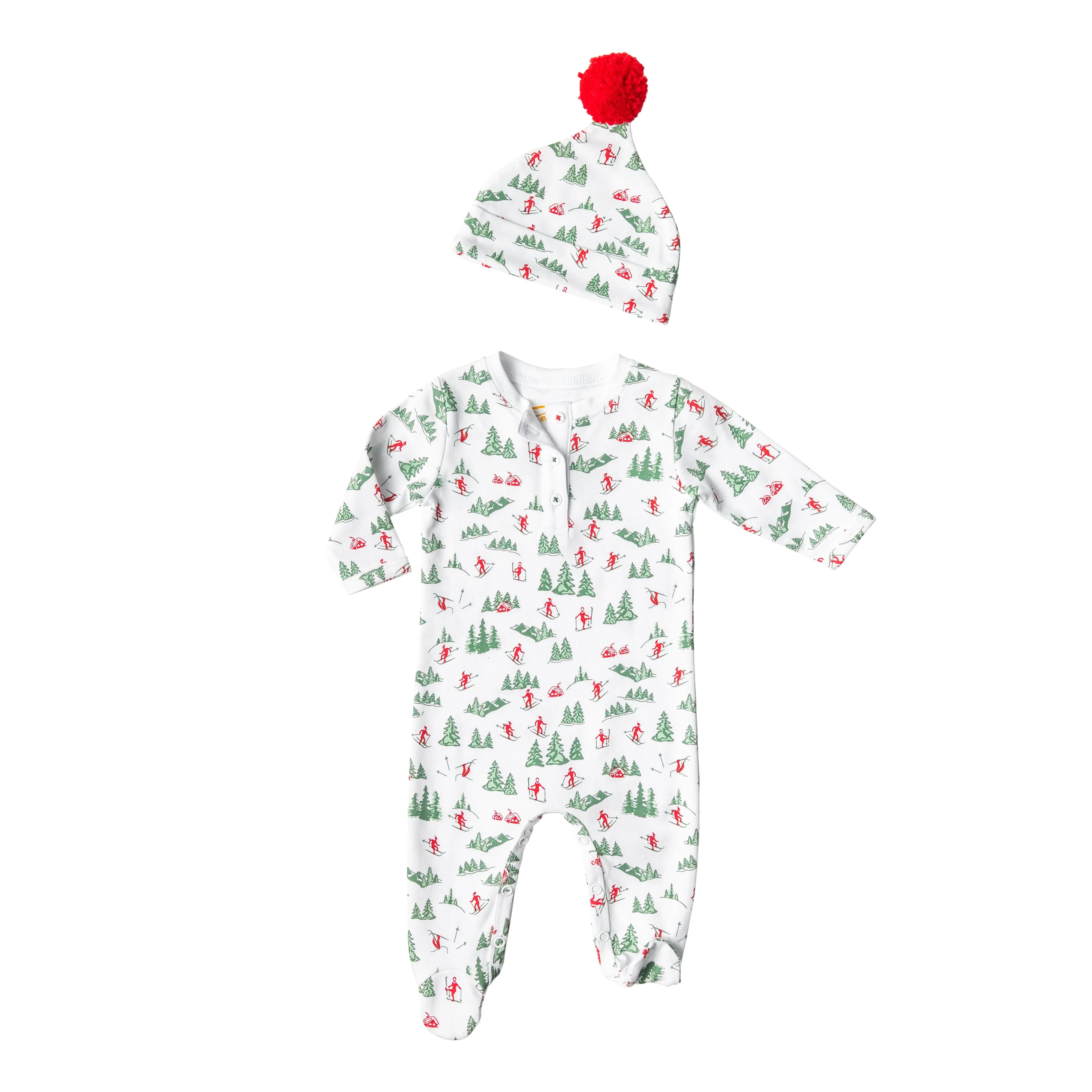 Vintage Skiers Onesie   Hat