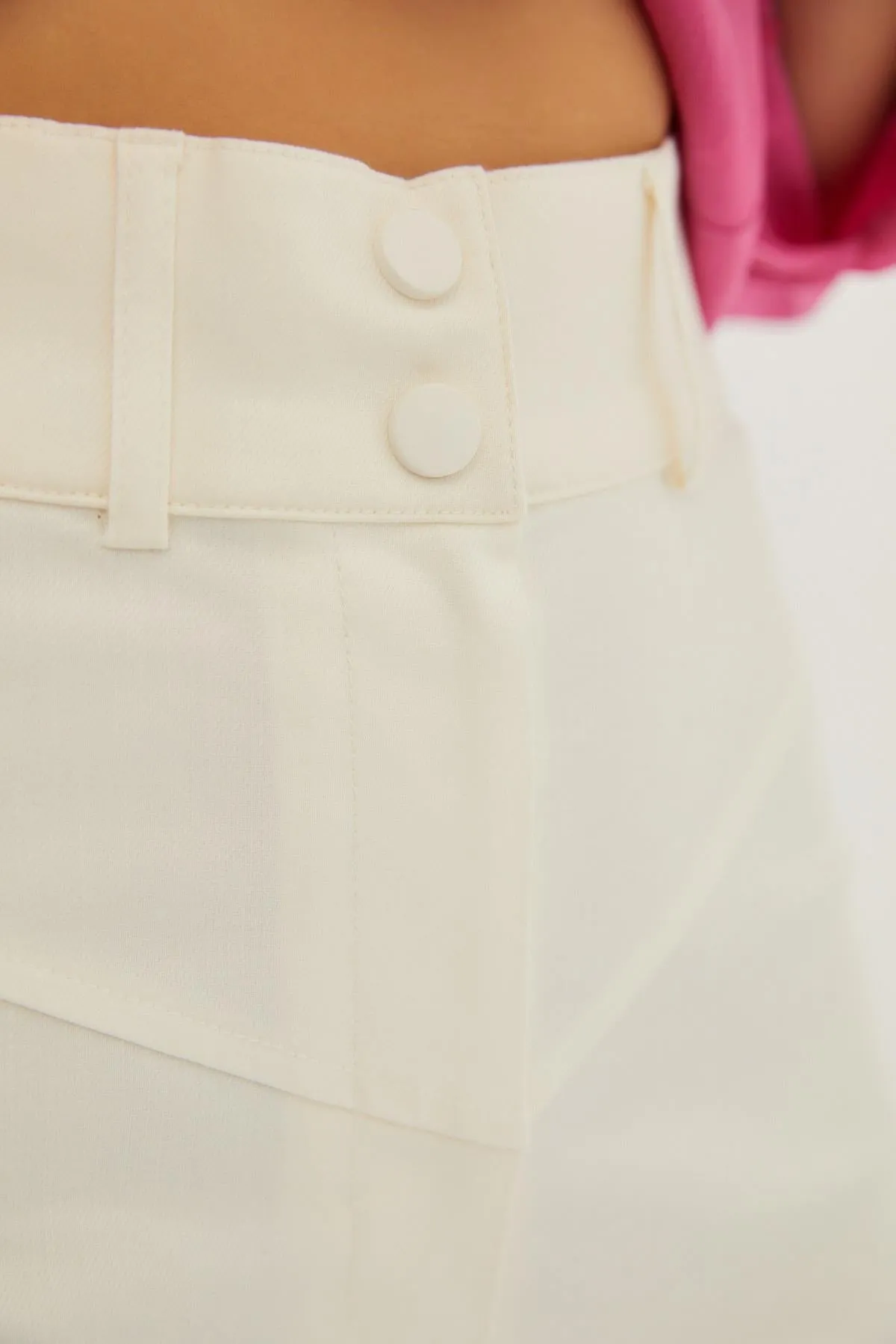 White Cotton Straight Leg Trousers